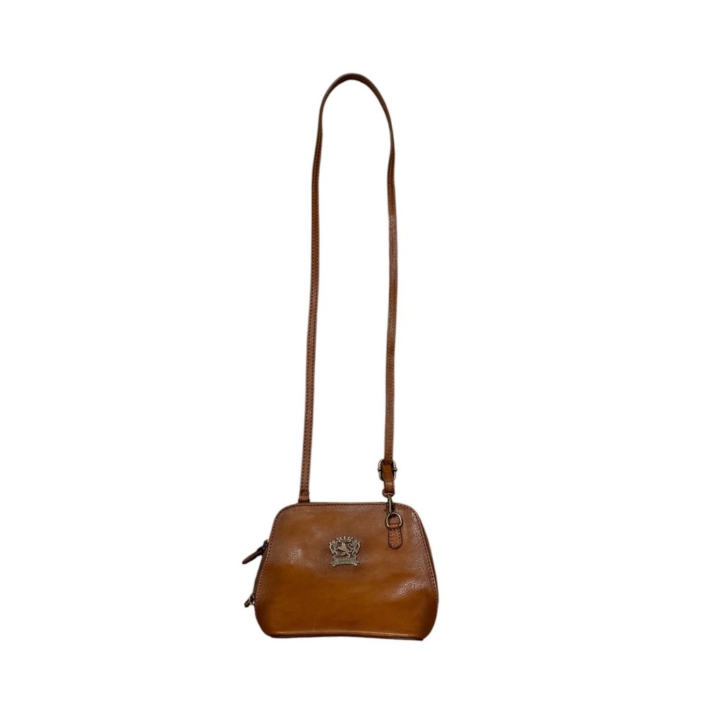 Pratesi Firenze Cognac Brown Leather NWOT Crossbody Bag Italy Crest Logo prppy